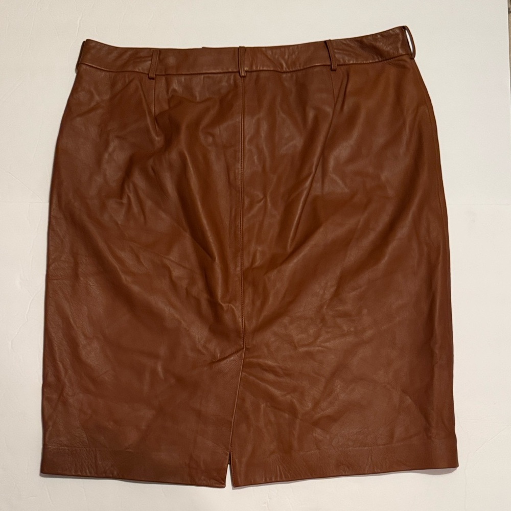 ✨Ralph Lauren Tan Leather Pencil Skirt - Picture 3 of 5